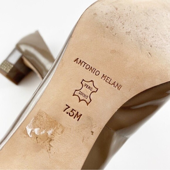 Antonio Melani Peep Toe Patent Leather Studded Block Heels Size 7.5 - Picture 12 of 12